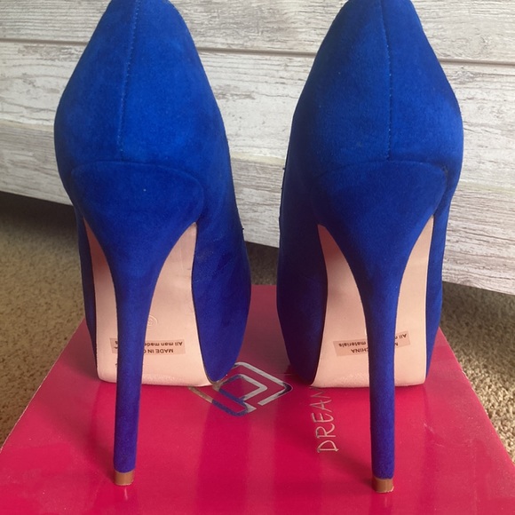 Dream Pairs Swan-30 size 5.5 platform heel royal blue suede - Picture 5 of 9